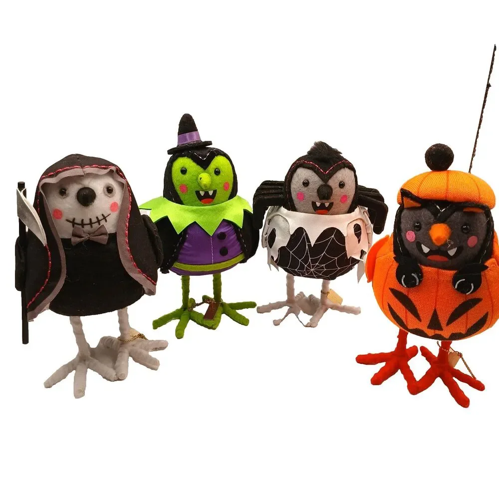 Target Pawson Halloween 2024 Birds Lot of 4 Pumpkin Spider Grim Reaper Witch